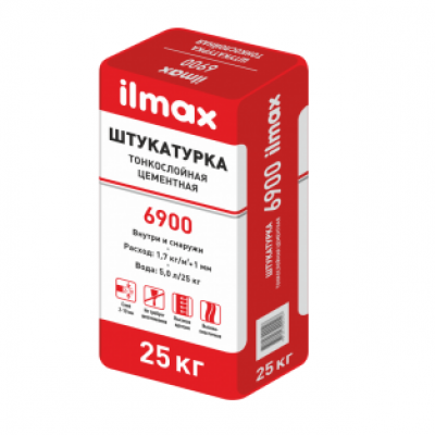 Штукатурка тонкослойная цементная Ilmax 6900 (2-10мм) 25кг
